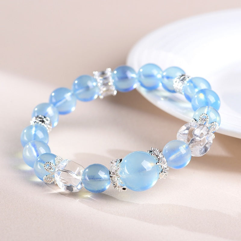 FAITH Breeze | Natural Aquamarine & Clear Quartz Bracelet