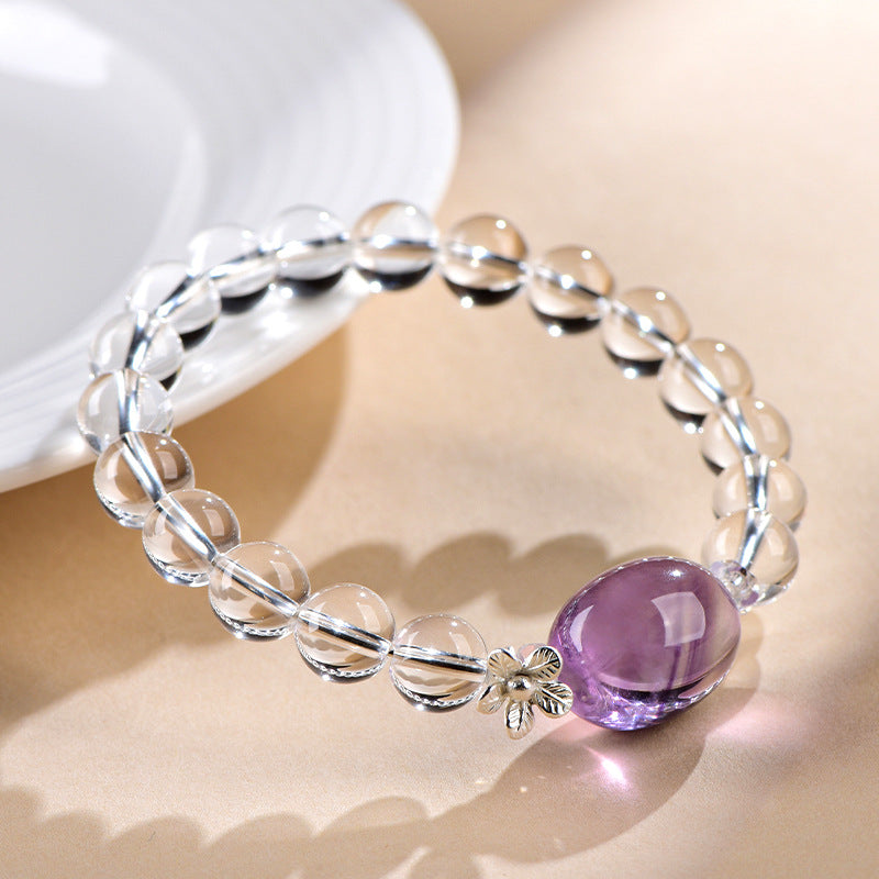 FAITH Aura | Amethyst & Clear Quartz Beaded Bracelet