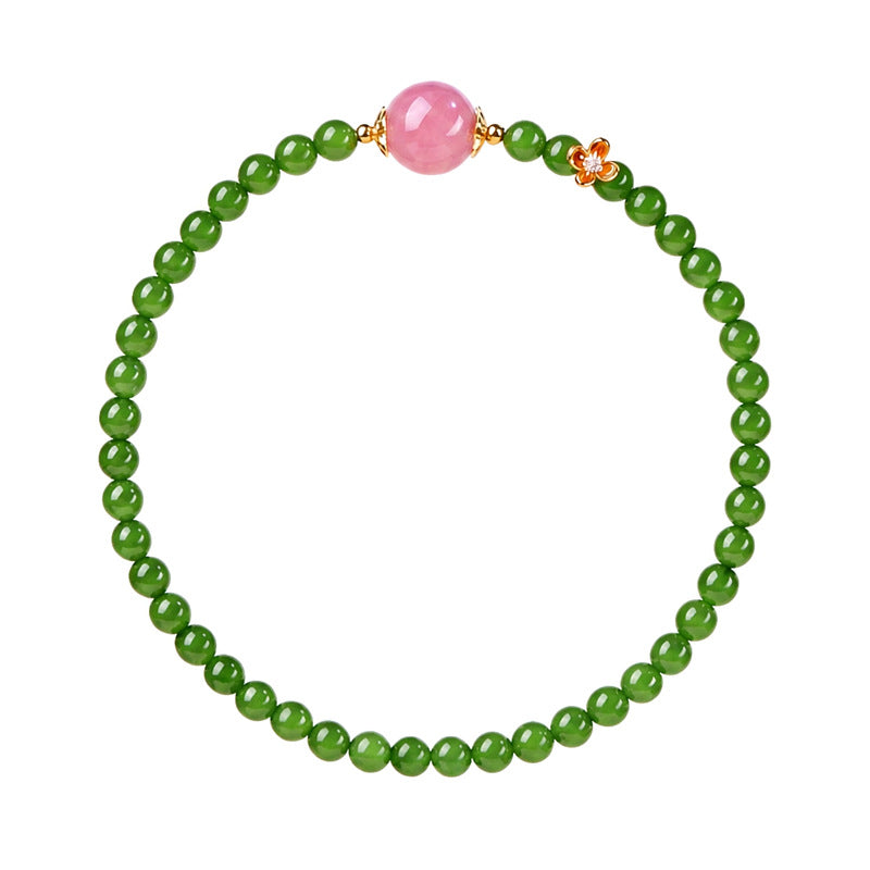 FAITH Blossom | Rose Quartz & Green Nephrite Beaded Bracelet