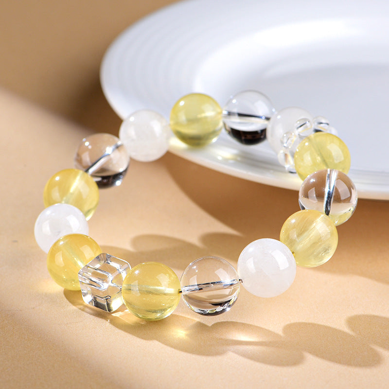 FAITH Lumina | Yellow Fluorite & White Phantom Quartz Bracelet