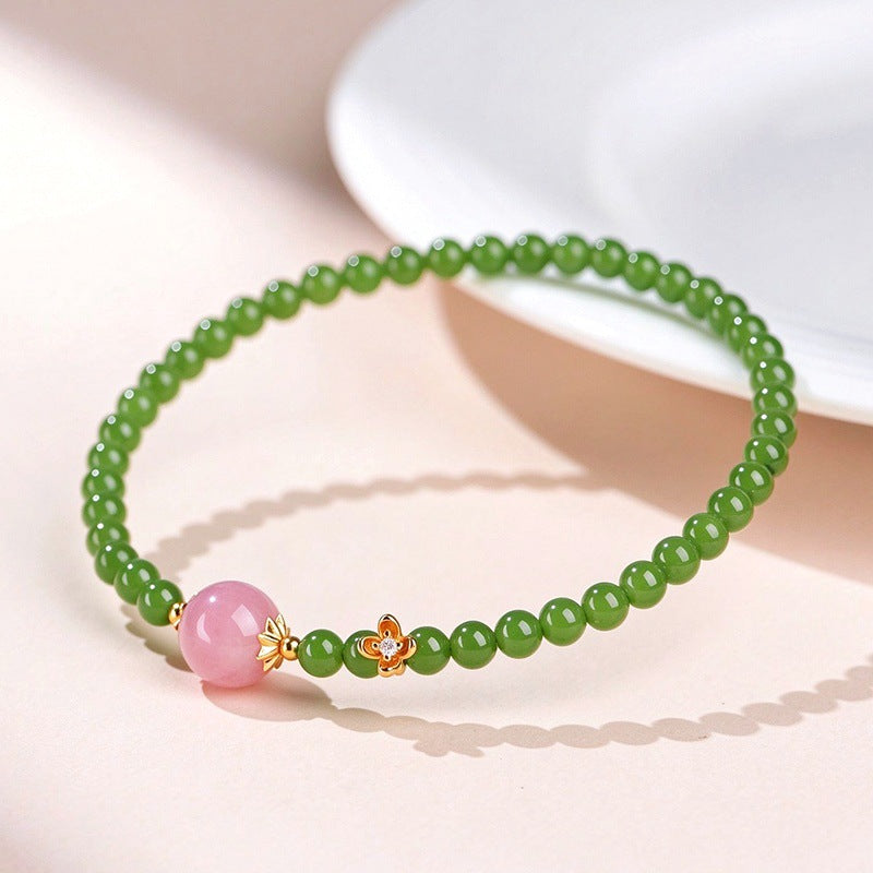 FAITH Blossom | Rose Quartz & Green Nephrite Beaded Bracelet
