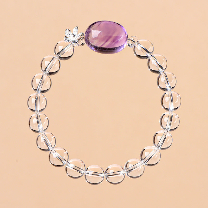 FAITH Aura | Amethyst & Clear Quartz Beaded Bracelet