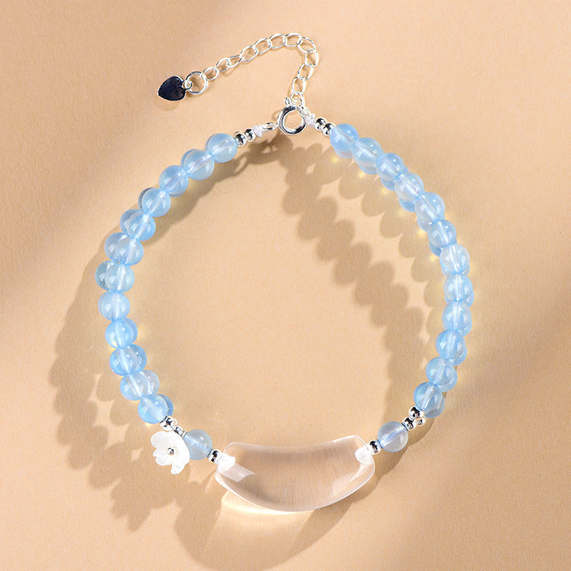 FAITH Whisper | Aquamarine & Clear Quartz Beaded Bracelet