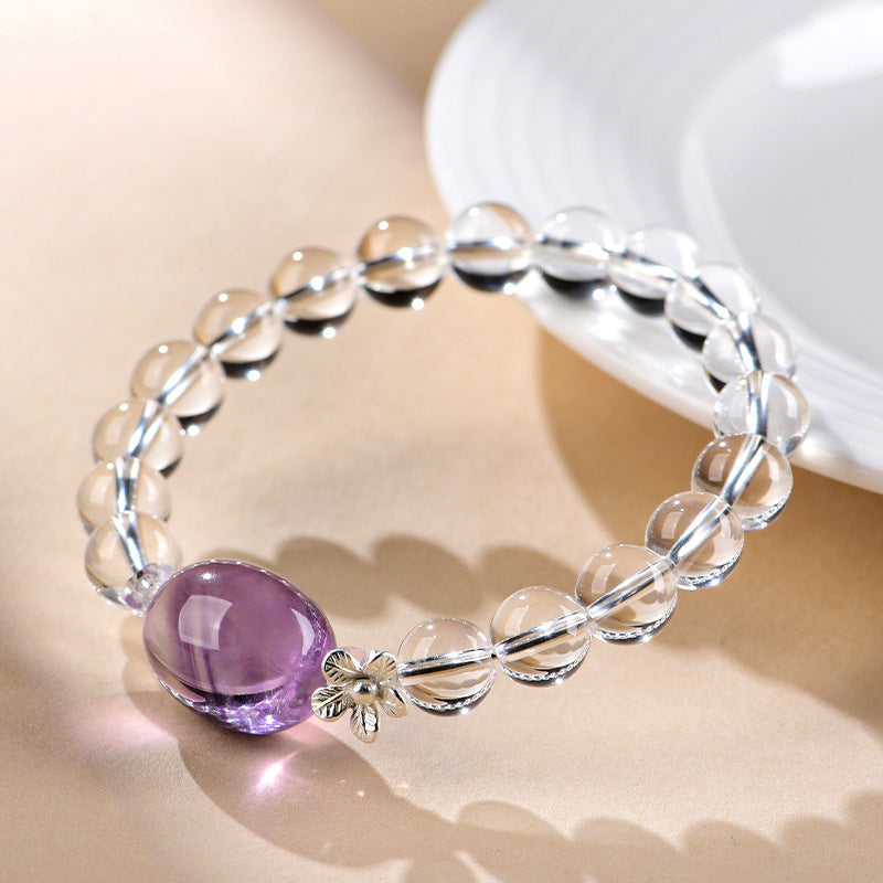 FAITH Aura | Amethyst & Clear Quartz Beaded Bracelet