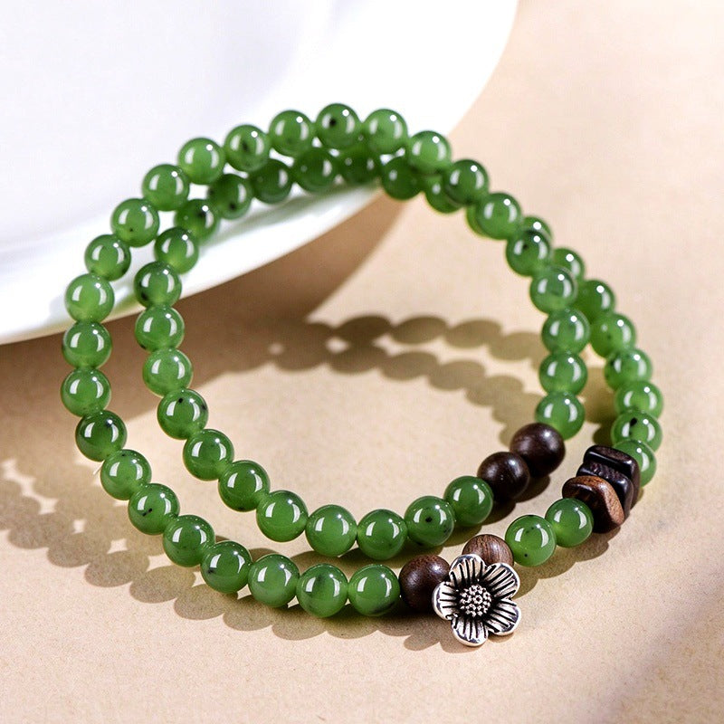 FAITH Willow | Green Nephrite & Agarwood Double-Wrap Bracelet