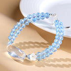 FAITH Whisper | Aquamarine & Clear Quartz Beaded Bracelet