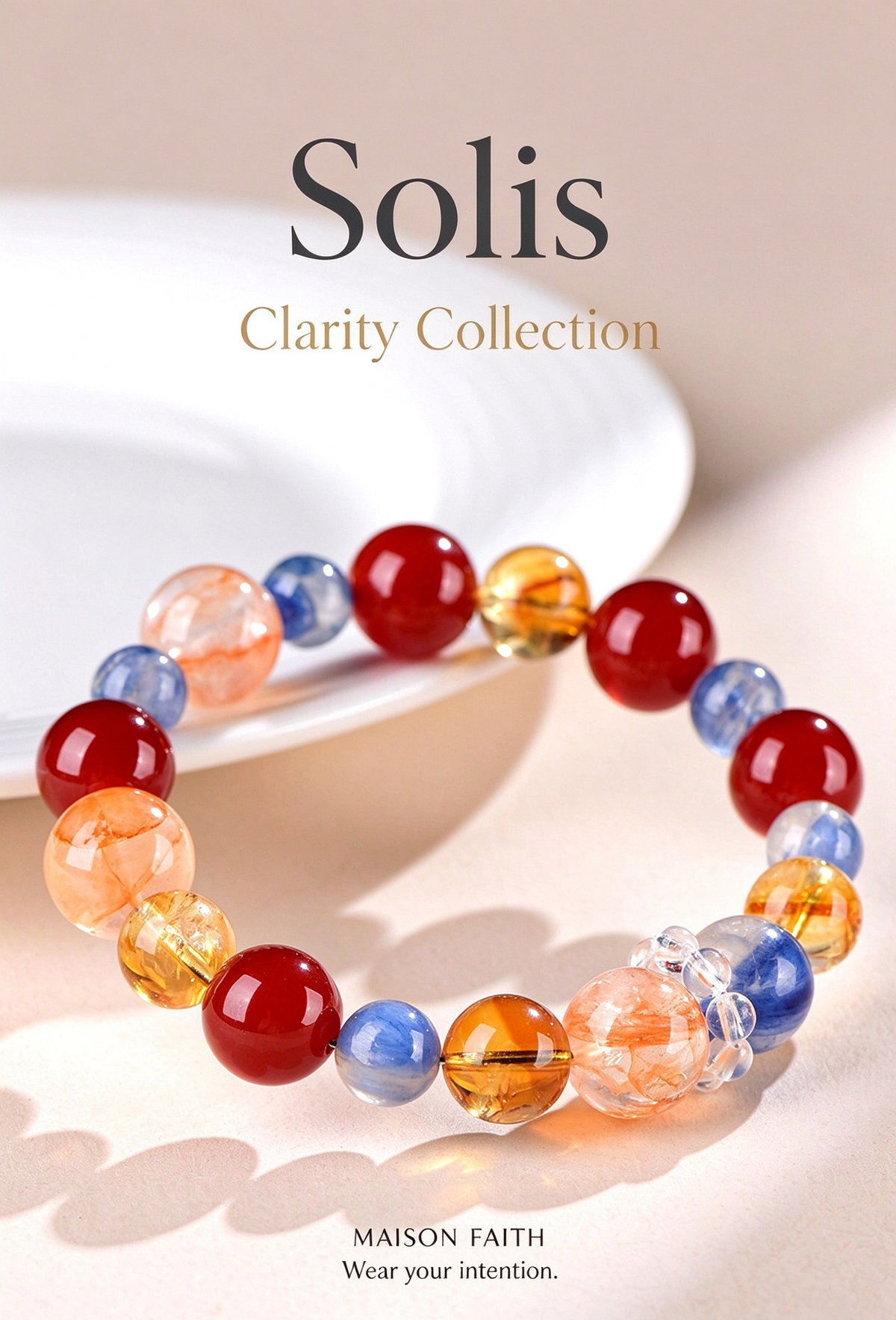 FAITH Mirage | Red Agate & Kyanite Beaded Bracelet